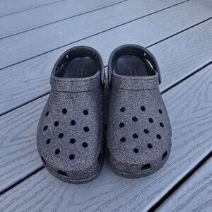 Crocs Women's Classic Platform Glitter Clog Blk, Size 7